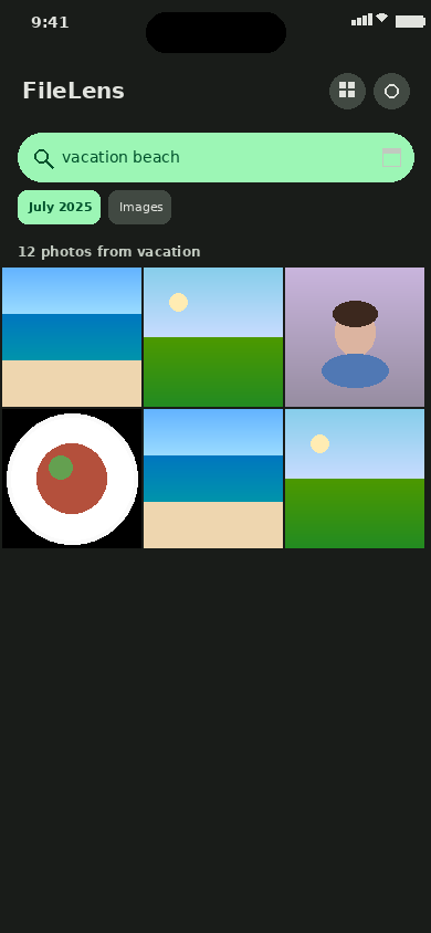 Search dark theme with date filter